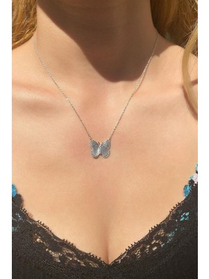 Spossy Silver Jewelry Kelebek Kolye