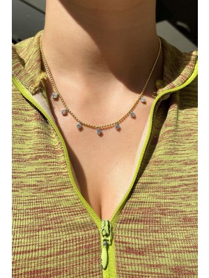 Spossy Silver Jewelry Yuvarlak Taşlı Kolye