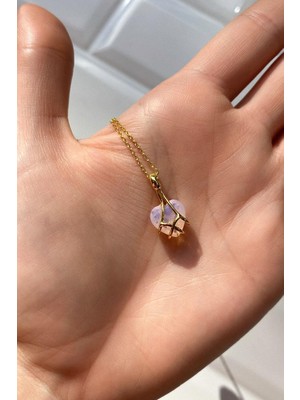 Spossy Silver Jewelry Opal Taşlı Kalp Kolye