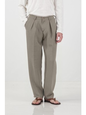 Giesto Dokulu Klasik Haki Pilili Pantolon