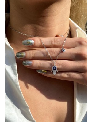Spossy Silver Jewelry Fatma Ana Eli Kolye