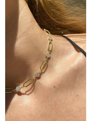 Spossy Silver Jewelry Geometrik Tasarım Choker Kolye