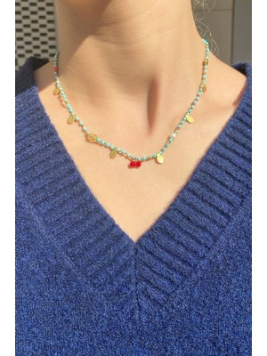 Spossy Silver Jewelry Doğal Firuze Taşlı Kolye