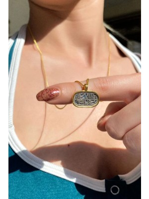 Spossy Silver Jewelry Egypt, Antik Mısır, Hiyeroglyph Tılsım Kolye