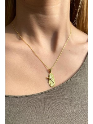 Spossy Silver Jewelry 925 Ayar Gümüş, Gold, Mayorka İncili Deniz Yıldızı Kolye, SPK1498
