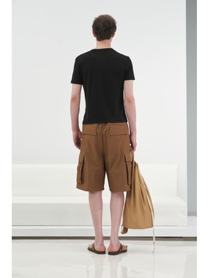 Giesto Yarım Patlı Dar Kesim Siyah T-Shırt