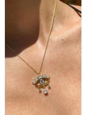 Spossy Silver Jewelry Sallantılı Göz Kolye