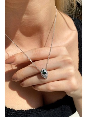 Spossy Silver Jewelry Damla Taşlı Yılan Kolye