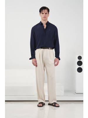 Giesto Pilili Dökümlü Bej Tensel Pantolon