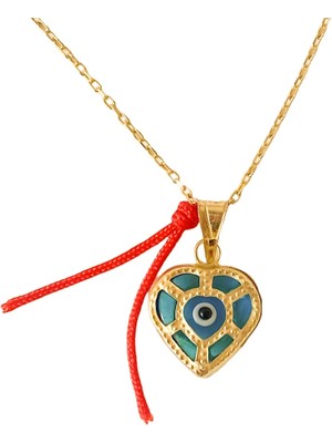 Spossy Silver Jewelry Kalp Nazar Cam Göz Kolye