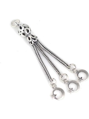 Nusret Takı 925 Ayar Gümüş Delikli Top Ay Yıldız Püskül