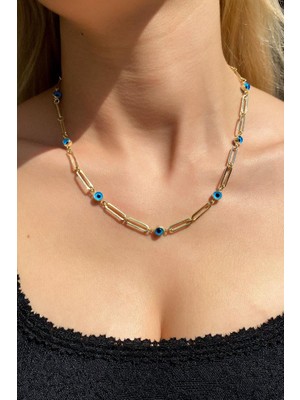 Spossy Silver Jewelry Nazar Cam Göz Zincir Kolye