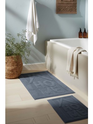 Home Kabartmalı Pamuklu 2’li Banyo & Klozet Paspas Takımı