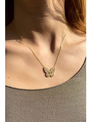 Spossy Silver Jewelry Kelebek Kolye