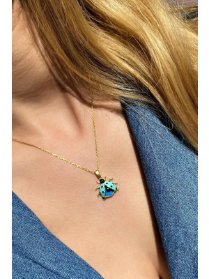Spossy Silver Jewelry Nazar Cam Gözlü Uğur Böceği Kolye