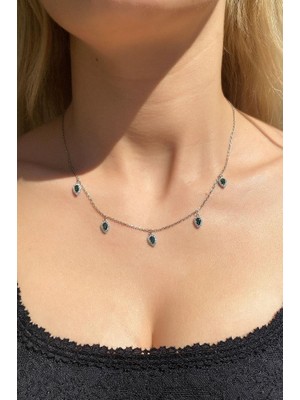 Spossy Silver Jewelry 5li Damla Kolye