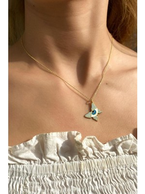 Spossy Silver Jewelry Mineli Kelebek Kolye