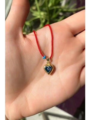 Spossy Silver Jewelry Kalp Nazar Cam Göz Ipli Kolye