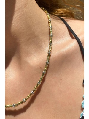 Spossy Silver Jewelry Araları Taşlı Boru Tasarım Kolye