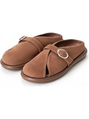 Ne&Ve Shoes Süet Hakiki Deri Tokalı Kadın Günlük Rahat Sabo Terlik