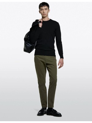 Sisley Slim Fit Vintage Efekt Chino Pantolon Erkek Haki Yeşili Pantolon - 325A4DM6SF02Y