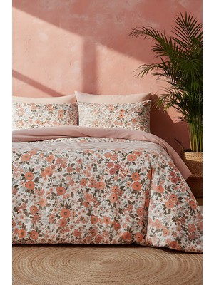 Pembe Bahar Çift Kişilik Naturel Ipeksi Nevresim Takımı