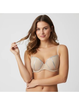 Bonbon Kadın Taş Baskılı Desteksiz Takma Askılı Ten Rengi Sütyen BB2413