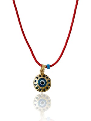Spossy Silver Jewelry Yuvarlak Nazar Cam Göz Ipli Kolye