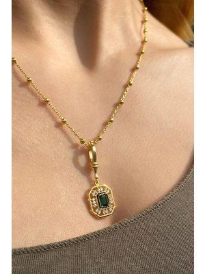 Spossy Silver Jewelry Top Zincirliş Baget Taşlı Kolye