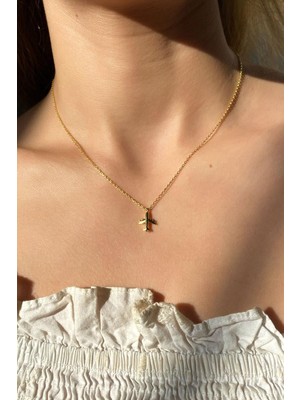 Spossy Silver Jewelry Minimal Uçak Kolye