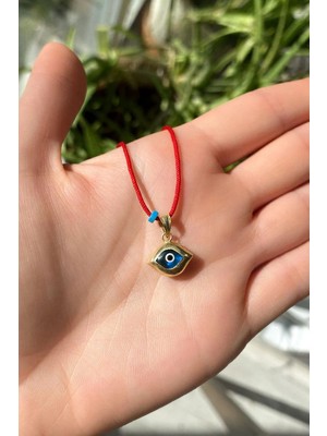 Spossy Silver Jewelry Oval Nazar Cam Göz Ipli Kolye