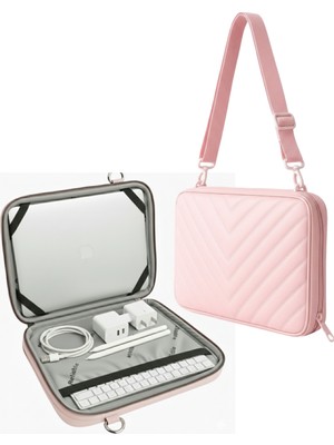 NS Reliable Notebook Laptop Macbook Çantası Suni Deri 15.6" Inç - 800-DÜZ Açık Pembe Omuz Askılı