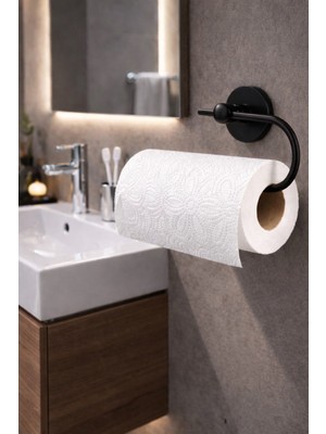 Sas Haus Yapışkanlı Siyah Solo Havluluk Duvar Tipi Delme Gerektirmez Havlu Askılığı S-110