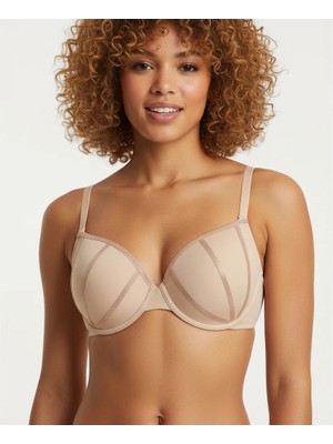 Bonbon Kadın Taş Baskılı Desteksiz Takma Askılı Ten Rengi Sütyen BB2347