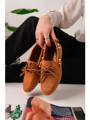 Muggo Multi Renkli Boncuk Detaylı Kadın Günlük Bağcıklı Loafer Ayakkabı