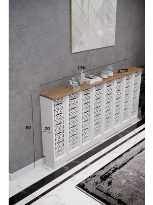 Bagax Karatay Model, Beyaz Üstü Çam Renk,iç Ölçü 156 cm Dış Ölçü 160 cm Petek Kaplama, Dresuar