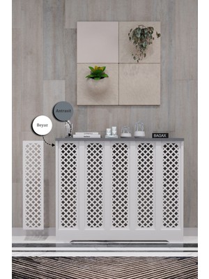 Bagax Perge Model, Beyaz Üstü Antrasit Renk,iç Ölçü 96 cm Dış Ölçü 100 cm Petek Kaplama, Dresuar