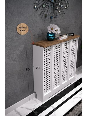 Bagax Truva Model,beyaz Üstü Çam Renk,iç Ölçü 76 cm Dış Ölçü 80 cm Petek Kaplama, Dresuar