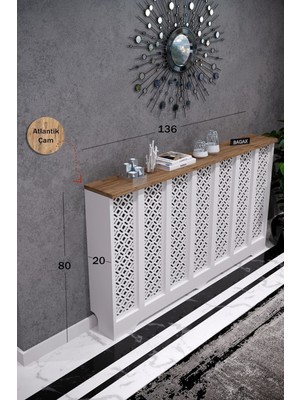 Bagax Pera Model, Beyaz Üstü Çam Renk,iç Ölçü 136 cm Dış Ölçü 140 cm Petek Kaplama, Dresuar