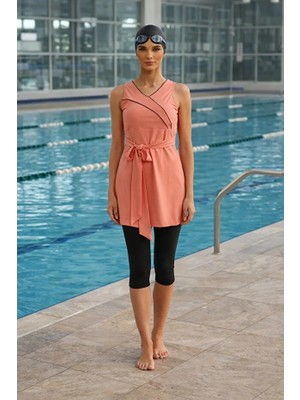 Tesmay Hızlı Kuruyan Mayo Kumaşı  Askılı Taytlı Kadın Yüzücü Mayo 24203