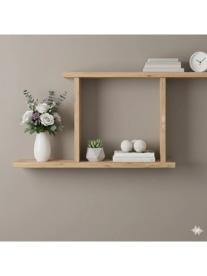 Çamsan Rafixa Atlas Çam MDF Yatay Çerçeve Duvar Rafı - Modern Kitaplık ve Estetik Obje Sergileme Ünitesi