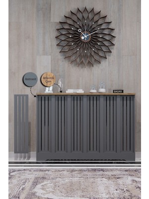 Bagax Efes Model, Antrasit Üstü Atlantik Çam Renk,iç Ölçü 116 cm Dış Ölçü 120 cm Petek Kaplama, Dresuar