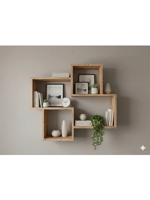 Çamsan Rafixa Atlas Çam Mdf Çapraz Kenetlemeli Duvar Rafı - Modern Kitaplık ve Estetik Obje Standı