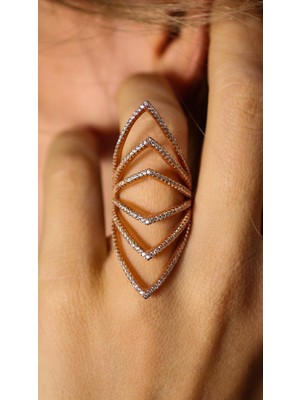 Nusret Takı 925 Ayar Gümüş Sivri Dilimli Model Tasarım Yüzük