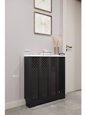 Bagax Perge Model, Siyah Üstü Beyaz Renk,iç Ölçü 76 cm Dış Ölçü 80 cm Petek Kaplama, Dresuar