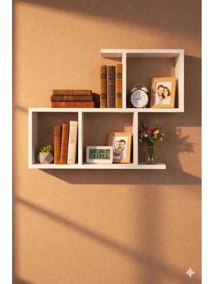 Çamsan Rafixa Beyaz MDF Basamaklı Duvar Rafı - Modern Kitaplık ve Dekoratif Obje Düzenleyici Ünite