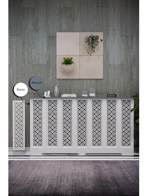 Bagax Pera Model, Beyaz Üstü Antrasit Renk,iç Ölçü 136 cm Dış Ölçü 140 cm Petek Kaplama, Dresuar