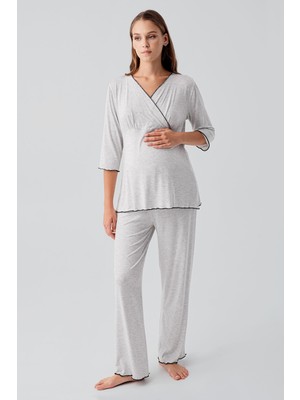 Artış Collection Uzun Kollu Likralı Esnek Viskoz Soft Hamile Pijama Takım 19212