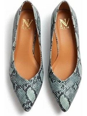 Ne&Ve Shoes Deri Yılan Baskı Sivri Burun Şık ve Rahat Günlük Babet