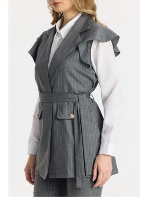 Madame Melek Alt Üst Üçlü Takım Ispanyol Pantolon Yelek Gömlek Takım